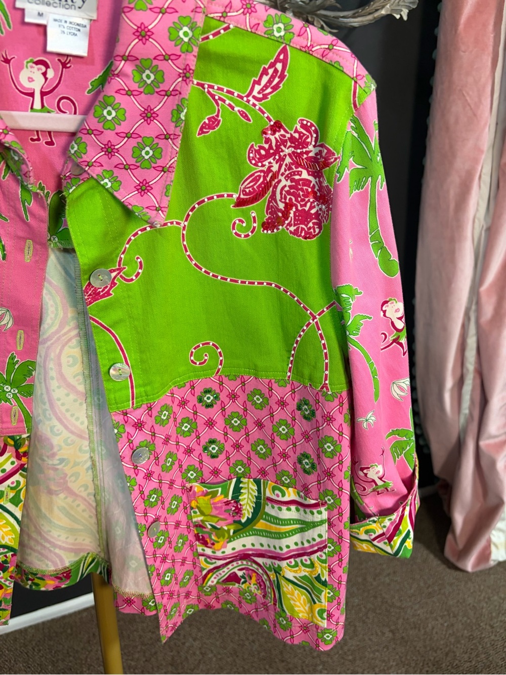 Vanity Collection Pink & Green Patchwork Jacket - Picture 3 of 7